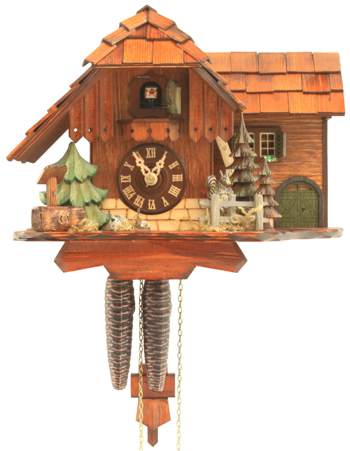 Cuckoo clock with moving squirrel